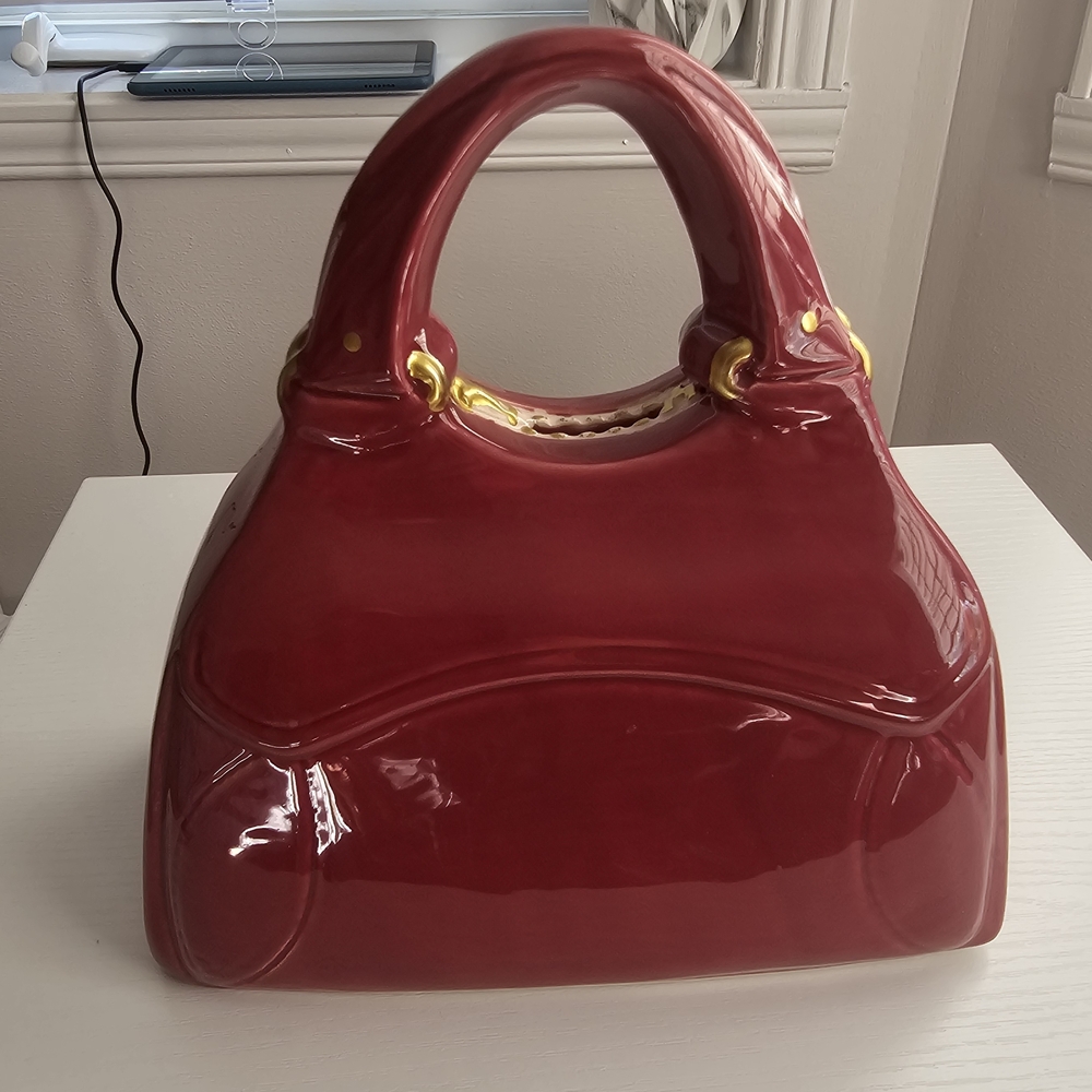 Elegant Red Ceramic Piggy Bank